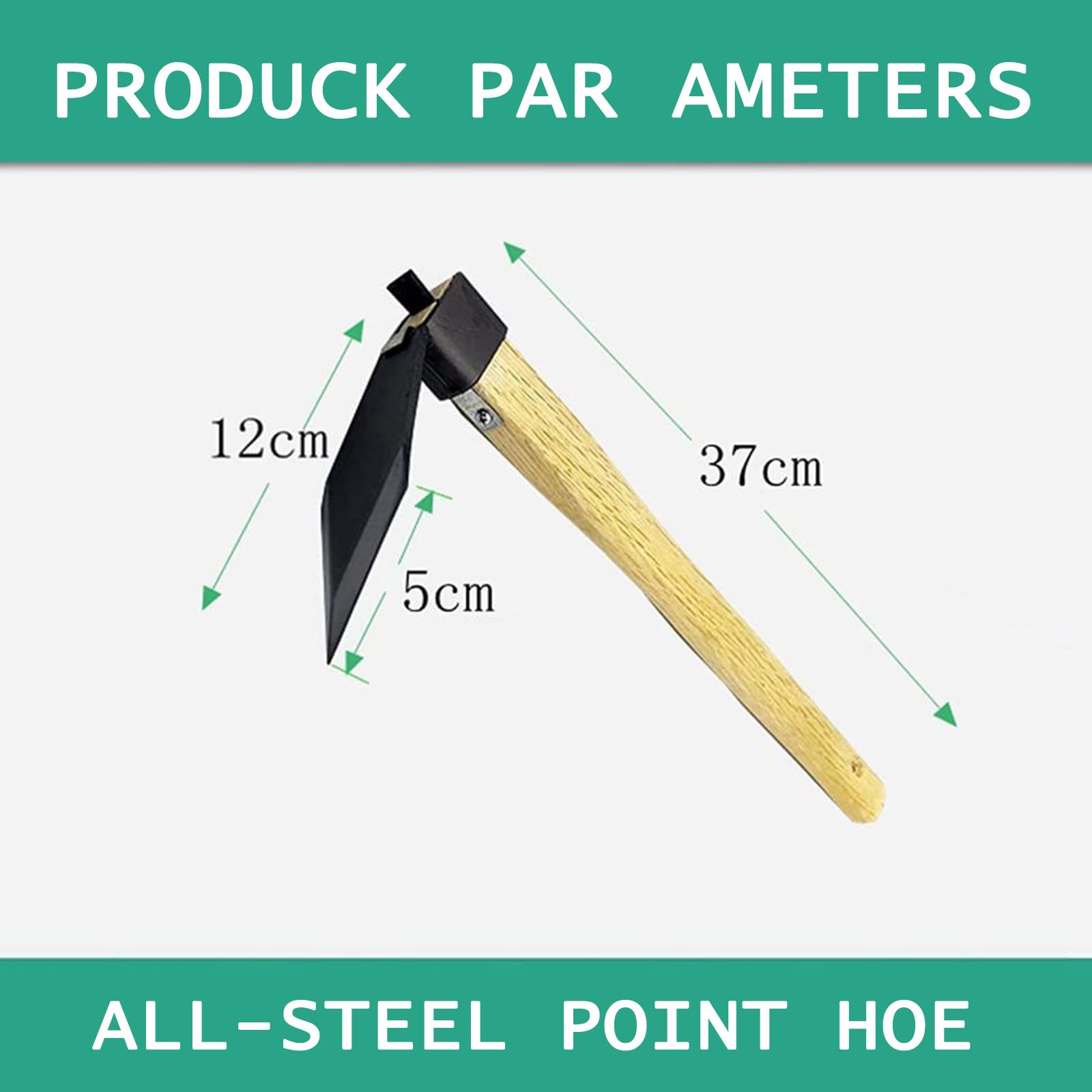 Amazon.co.jp: 木の柄が付いた庭の三角鍬、全鋼製の先の尖った鍬、日本